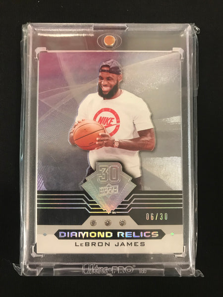 Lebron James  2019 UD 30th Anniversary Goodwin Diamond Relic 6/30 Jersey Number
